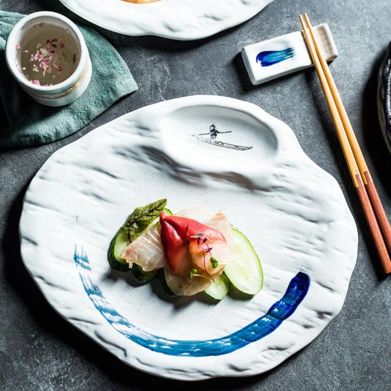 Japanese Irregular Tableware Ceramic Dumpling Special Plate Western Food Plate