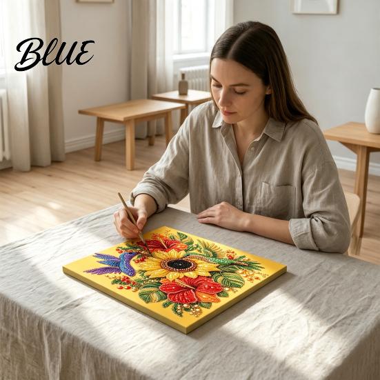 Faux Pearl Painting Craft Set Flower Bird Art Kit Kit Hummingbird DIY Sparkling 3D Wall
