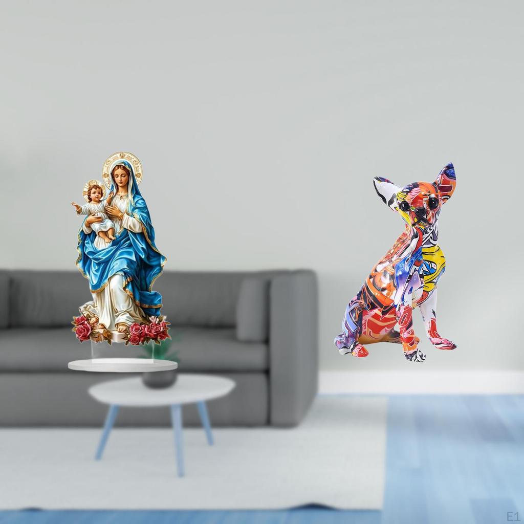 Acrylic Puppy Sculpture Unique Tabletop Decor Multicolor Chihuahua Ornament Gift for Holiday Home