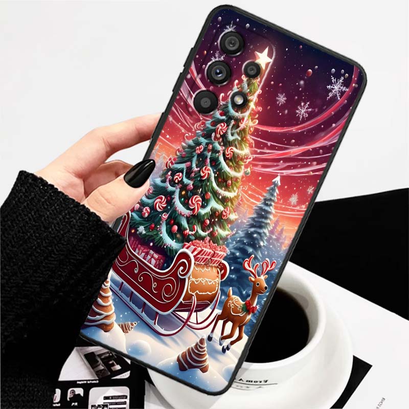 Świąteczne Pudełko Prezentowe Etui na Telefon Dla Samsung A73 A72 A71 A55 A54 A53 A52 A51 A13 A22 A16 A15 A12 A14 A26 A07 5G Czarne