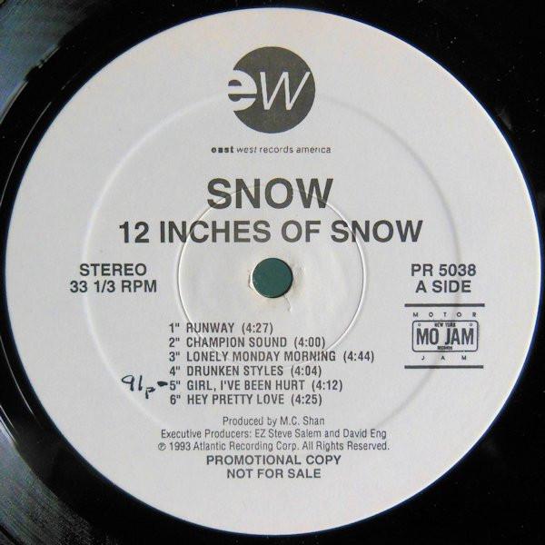 Виниловая пластинка SNOW 2 12 Inches Of Snow PR5038 EastWest Record 1993 США Регги Ска Даб Б/у