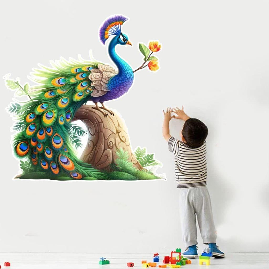 Peacock Wall Sticker for Kids Room Classroom playroom (60x60cm)