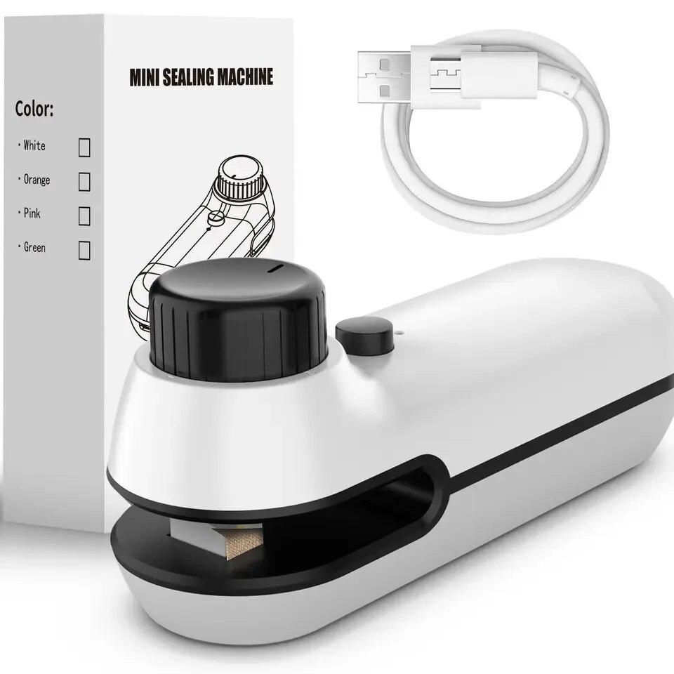 1PC Rechargable 2 In 1 Bag Mini Heat Sealer, Storage Bag Plastic Package Snack Sealer Clip Bag Handheld Heat Sealer, Plastic Bag USB