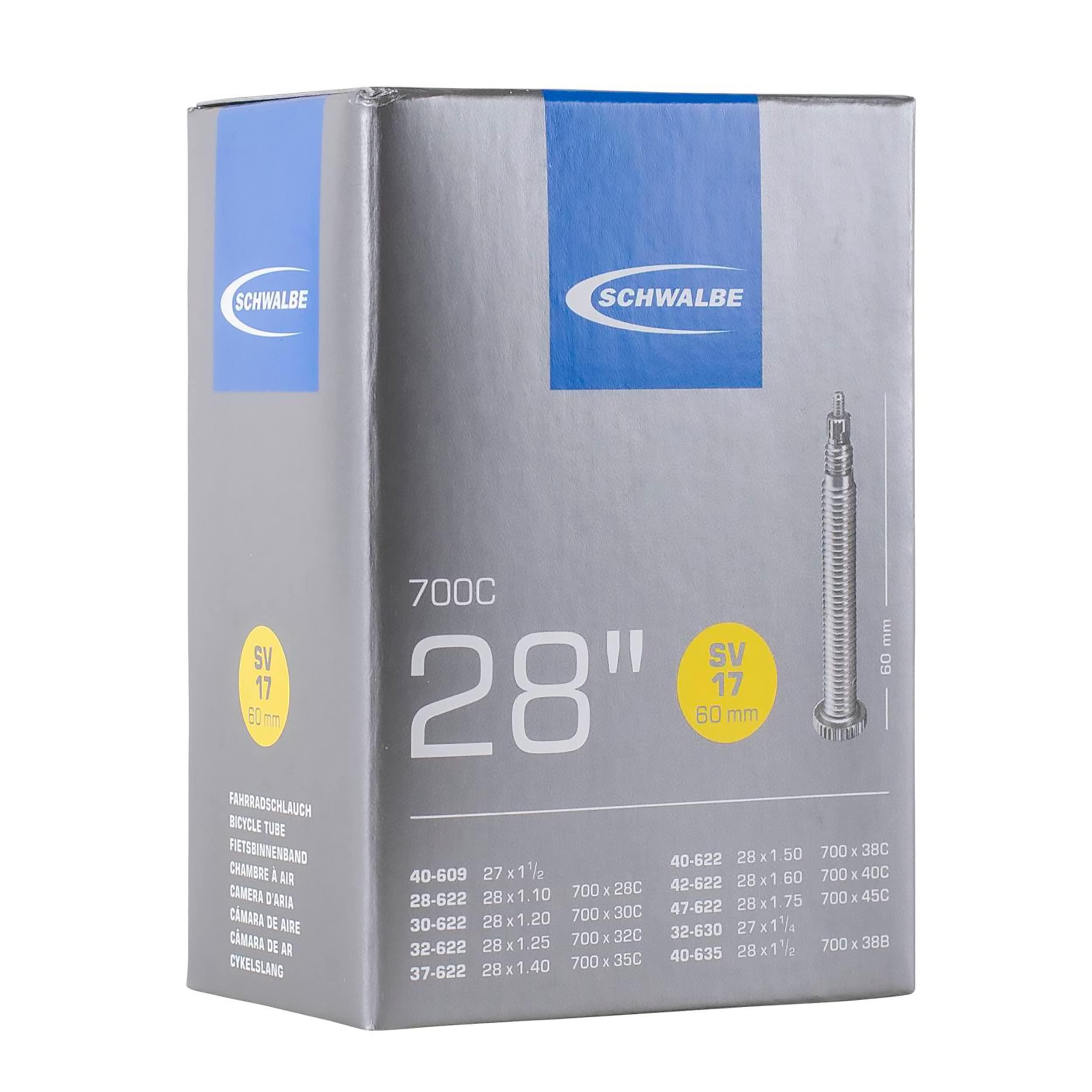 

Schwalbe 700 x Tube Presta Style 60 мм длинный клапан [оригинальный продукт] 28/45C 17SV-EL
