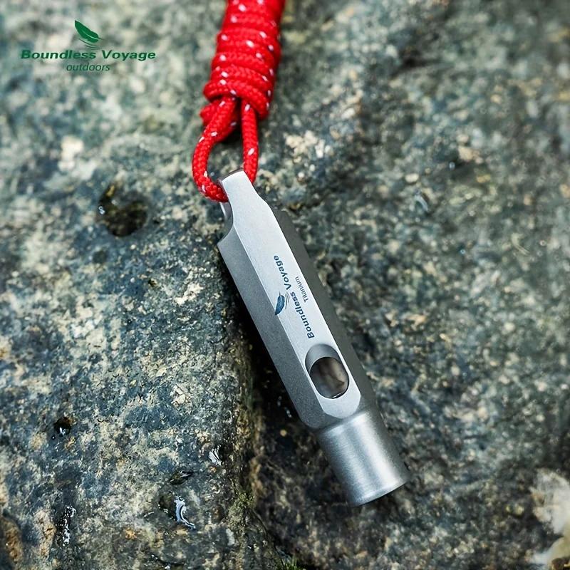 1pc Pure Titanium Outdoor Survival Whistle - Loud and Clear, Boundless Voyage Camping Rescue Whistle with Lanyard