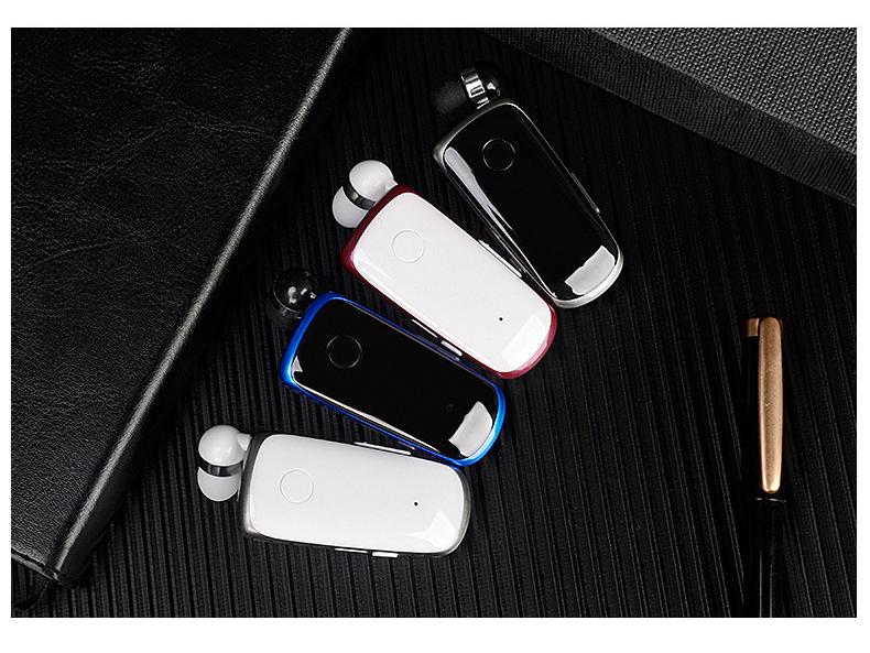 K39 Clip-on Retractable Bluetooth Earbuds with Vibration Alert