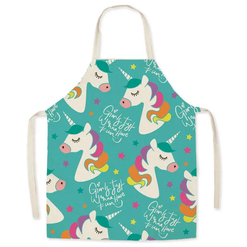 

Linen Fabric Cartoon Unicorn Apron Oil-proof Apron Cute Parent-child Kitchen Decoration Children Adult Sleeveless Apron Custom 47x38cm kidsize
