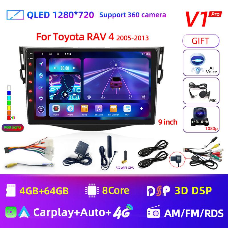 9" Android 12 Car Radio For Toyota RAV4 Rav 4 2005-2013 Multimedia Player 2Din Carplay DSP Navigation GPS 4G Net WIFI Stereo DVD