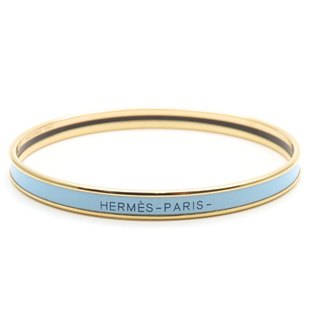 Used HERMES bracelet Uni Bangle metal/enamel 11.9g blue gold plating
