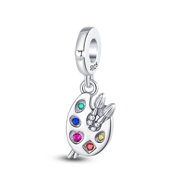 Mote 100 % 925 Sterling Sølv Gitar Kamera Sykkel Blomster Charms Anheng Armbånd Gjør selv Smykker Making