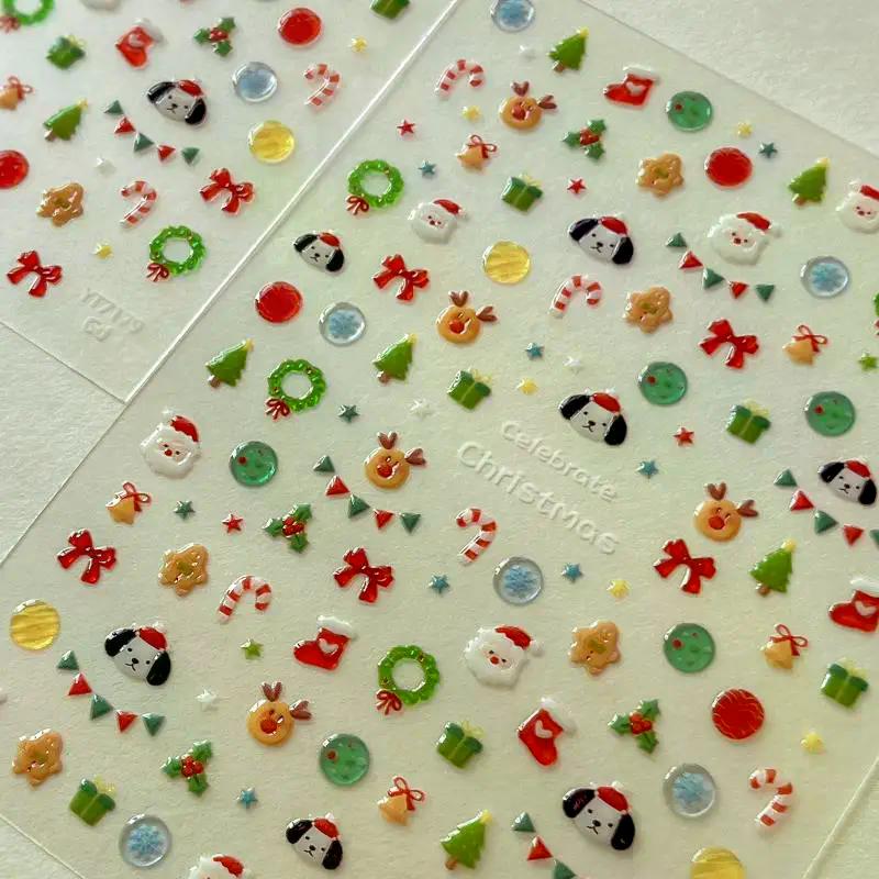 Cartoon Christmas Nail Art Sticker With Gold/Silver Snowflakes Iridescent Sparkle Manicure Decals DIY Nail Art Decoration