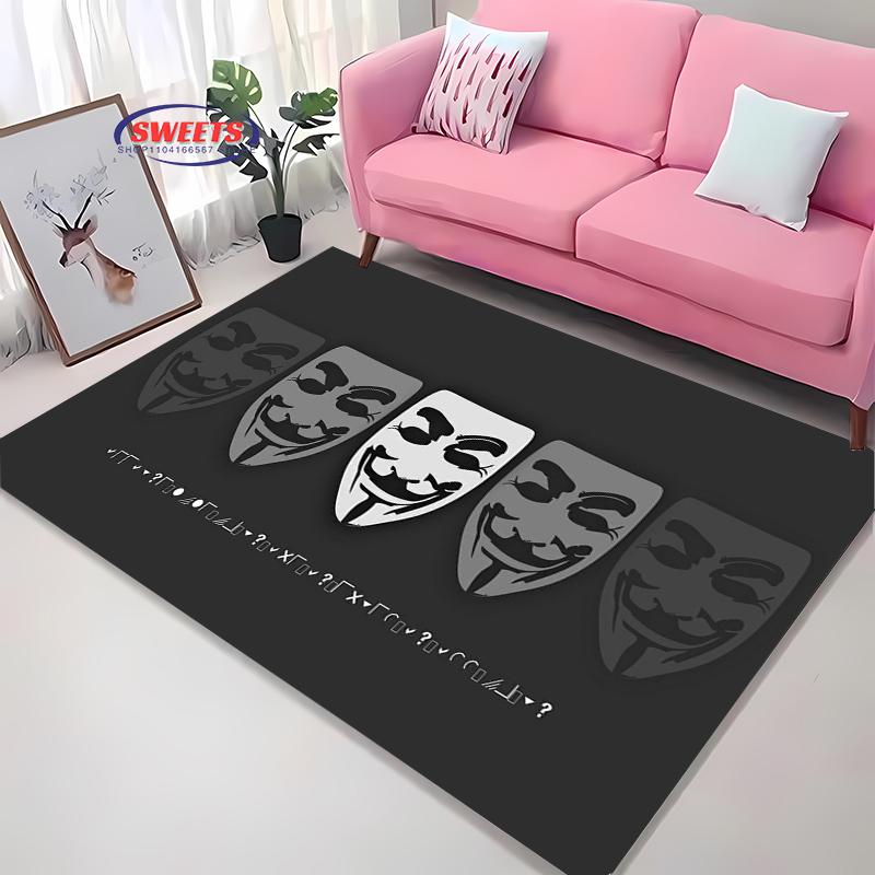 V for Vendetta Carpet! Bedroom Floor Mat, Living Room Bed Mat, Non-slip Exquisite Home Decoration, Durable Machine Washable Rug