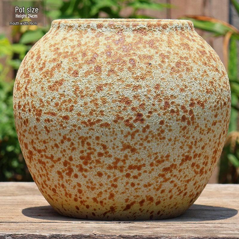 Large Retro Handmade Ceramic Planter for Succulents and Bougainvillea - Aged Coarse Pottery for Hotel and B&B Decor.