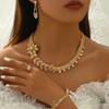 Gold Plated Jewelry Set India Dubai Jewelry Bare Diamond Zircon Necklace Bracelet Ring Earrings Set