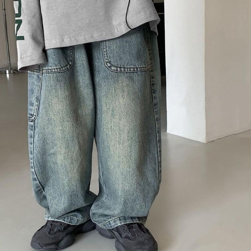 

Новые детские джинсовые брюки весна-осень новые брюки с широкими штанинами для девочек джинсы для мальчиков повседневные брюки с большим карманом для детей 150 синий