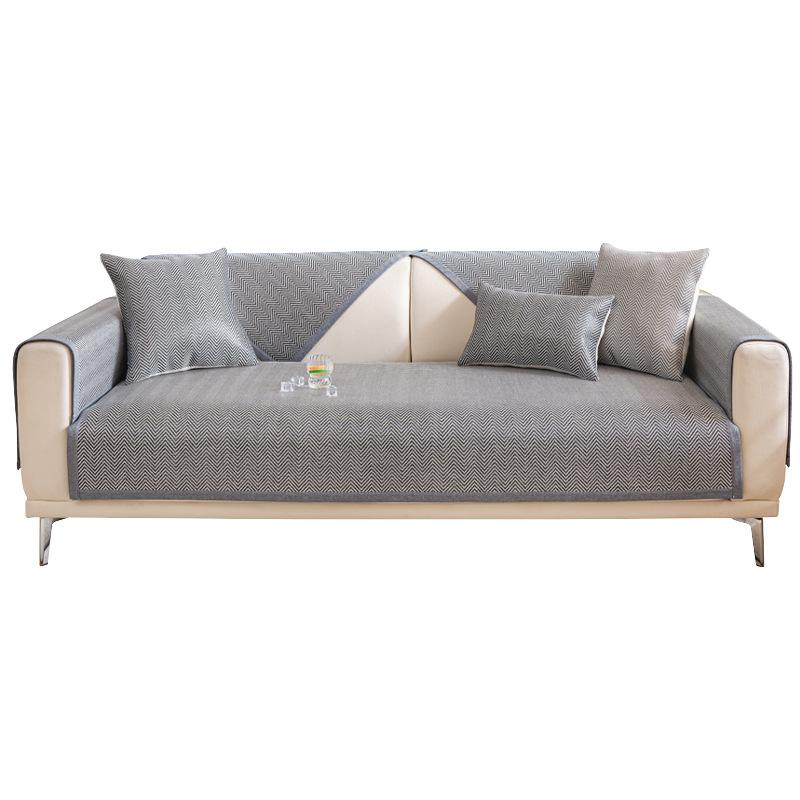 Ice Rattan Sofa Cushion  Summer New Fresh Ice Silk Mat Fixed Non-Slip Foldable Cool Ice Silk Seat Cushion