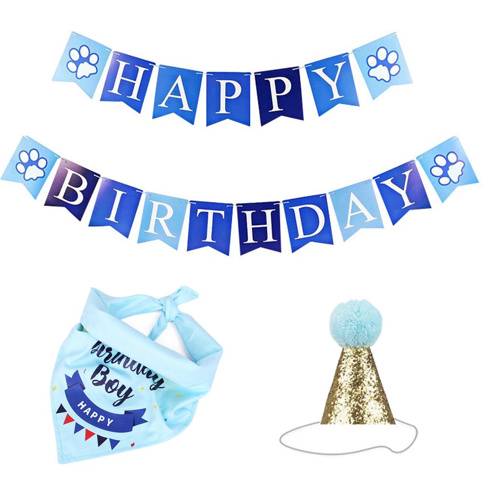 Happy Birthday Pet Holiday Products for Dogs Cats Mascotacs Accessories Party Cosplay Dog Cat Birthday Hat Bandana Bow Tie Set