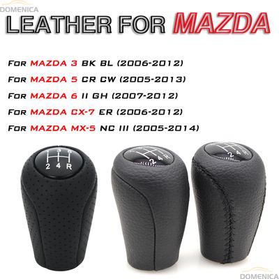 Leather Gear Shift Knob 10MM for MAZDA 3 BK BL 5 CR CW 6 II GH CX-7 ER MX-5 NC III 23 MT 5/6-Speed Lever Ball Car Accessories