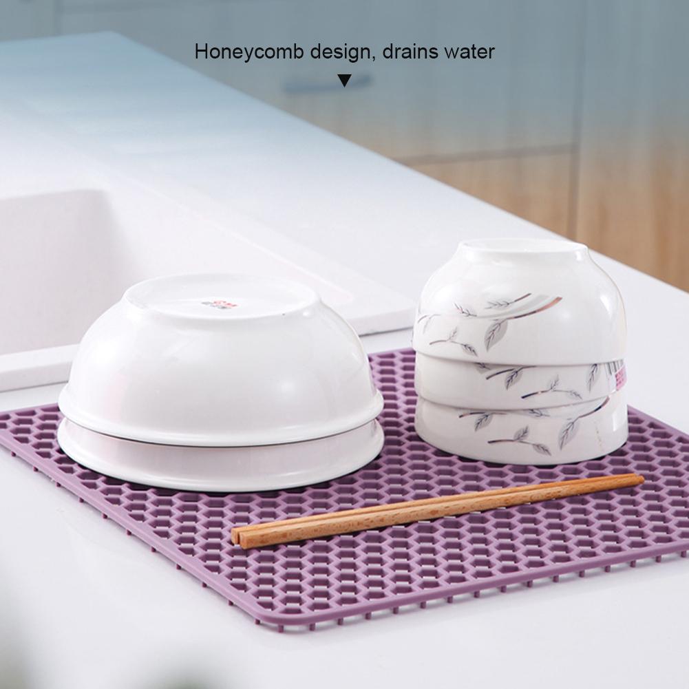 Silicone Dining Table Mat Thickened Bowl Plate Pot Mat Heat-resistant Easy To Clean Insulated Sink Bottom Protection Drain Mat