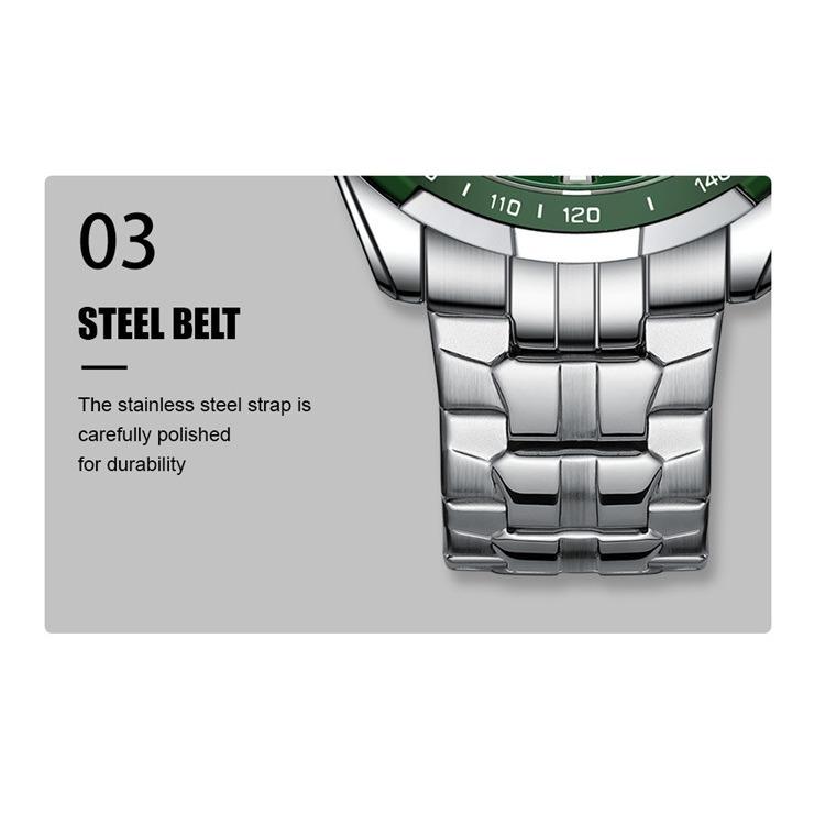 CRRJU New Watch 2305 Men's Watch Solid Stainless Steel with Six-pin Steel Strap Business Watch