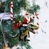 Christmas Pendant Santa Claus On Dinosaur Ornament 2D Flat Acrylic Hanging Decoration for Christmas Tree Mantel Decor