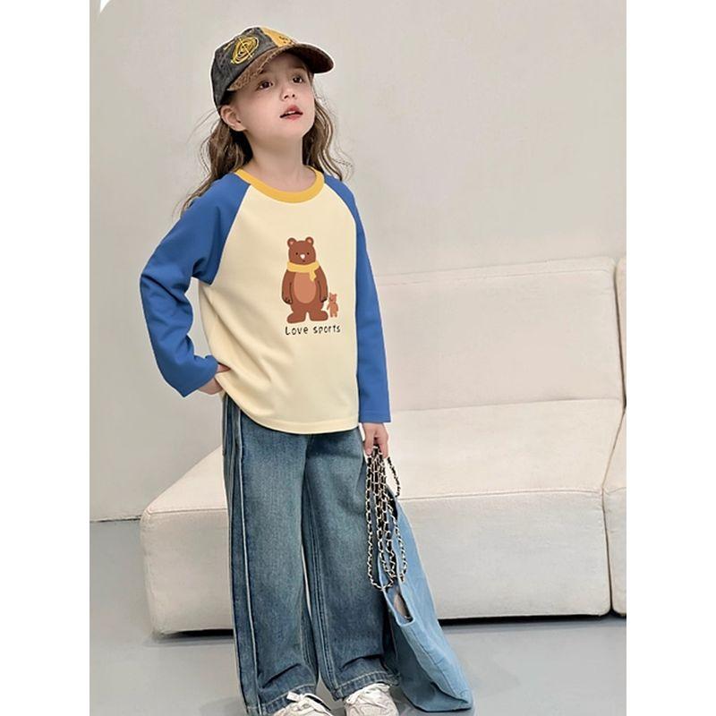27Home Brand Children's Clothing Autumn New Collection Korean Style Raglan Sleeve Girls' Baby Long-Sleeve T-Shirt Pure Cotton Base Shirt