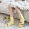 Little Yellow Duck Coral Fleece Socks Women'S Winter Warm Home Sleeping Socks Medium Tube Fleece Cartoon Outer Wear Girls Socks
