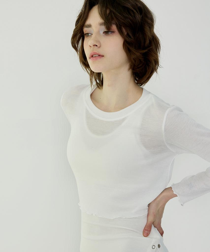 Debiweeo New Wave Holic Crop Long Sleeve Tee Devi-T0047-White