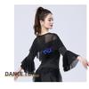 Latin Dance Top Women Ballroom Practice Wear Mesh Long Sleeve Flared Cuff Milk Silk 2025 Black Red Pink