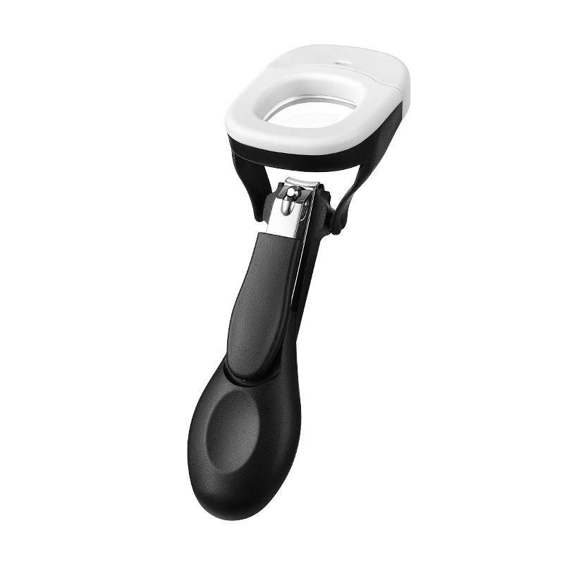 Coupe-ongles pour bébé et personnes âgées avec lumière LED/loupe Anti-éclaboussures Coupe-ongles Ongles des mains et des pieds Ciseaux à ongles Soins