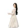 Skirt autumn and winter new French floral skirt small printed chiffon dress women's two-piece set