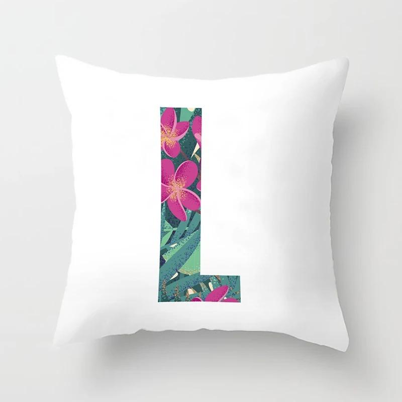Luxury Home Pillowcase Square Office Decoration Cushion Cover Simple Floral English Letter Pattern Decoration