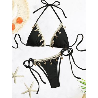 Bikini a Triangolo Shell con Perizoma a Fasciatura Donna Push Up Costumi da Bagno da Spiaggia Costume da Bagno 2 Pezzi Costume da Bagno Donna Costumi da Bagno da Spiaggia