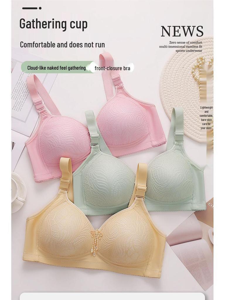 Plus Size No-Magnetic, No-Underwire Push-Up Side Support Anti-Sag Bra