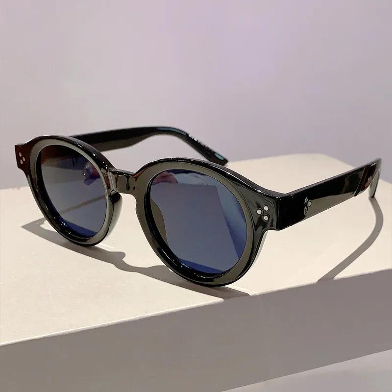Vintage Double Color Round Sunglasses Women For Men  New Luxury Brand Designer Sun Glasses Punk Popular Classic Rivet Shades