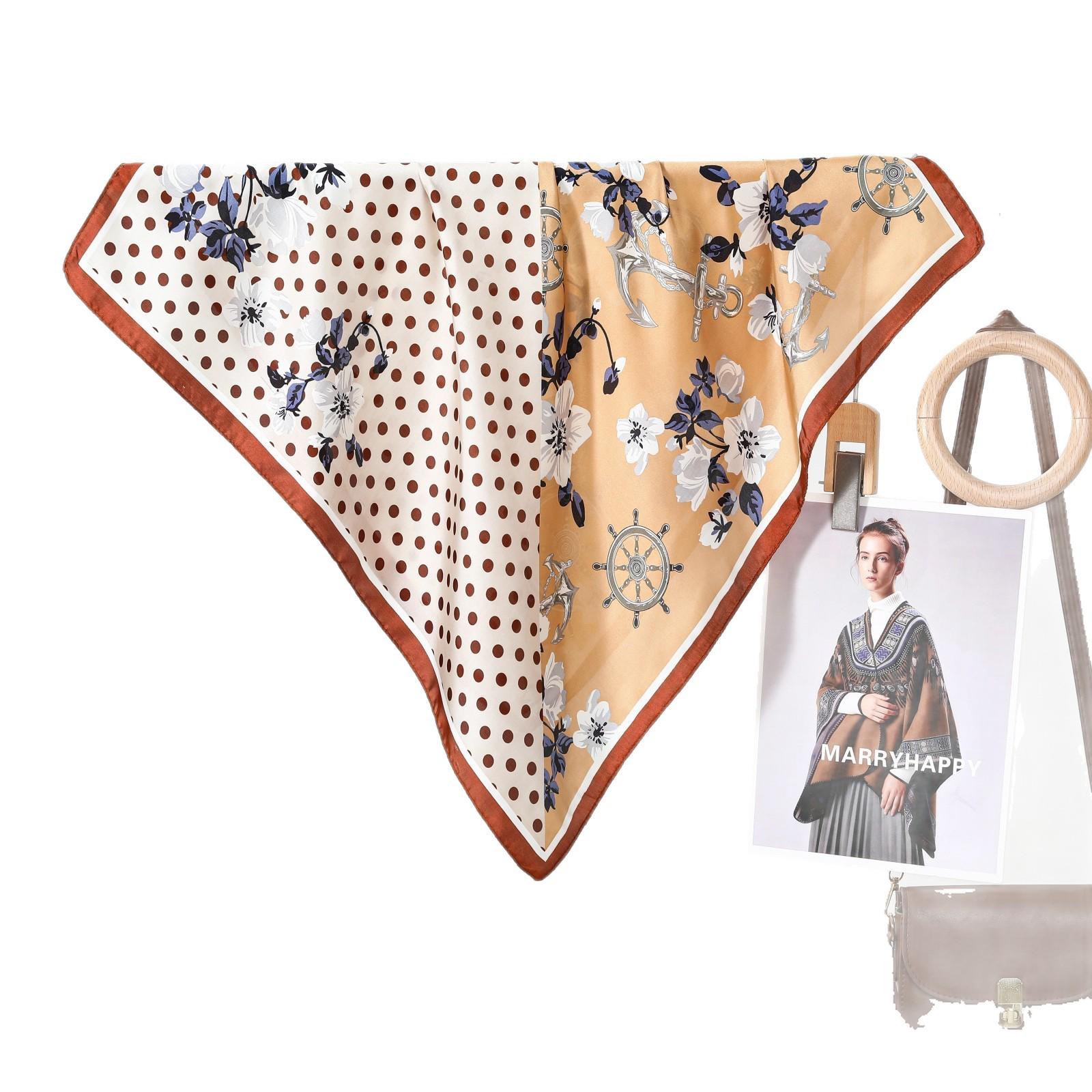 Elegant Women s Polka Dot Silk Scarf - Versatile Neckerchief, Internet-Famous Style Multicolor Polka Dot Orange