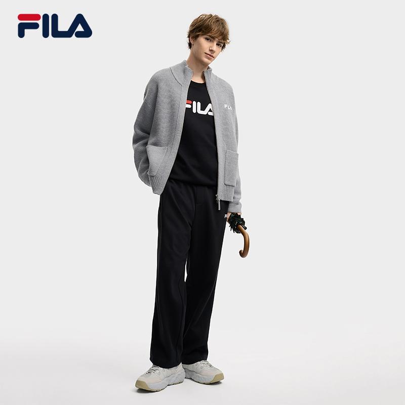 Fila Original Casual Fashion Sports Versatile Warm Soft Comfortable Pocket Loose Knit Sweater Unisex Sweater Gray F51U549405FMG