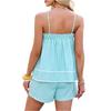 Two Piece Set Of Women's Casual Fashion Camisole, Drawstring Vest, Shorts