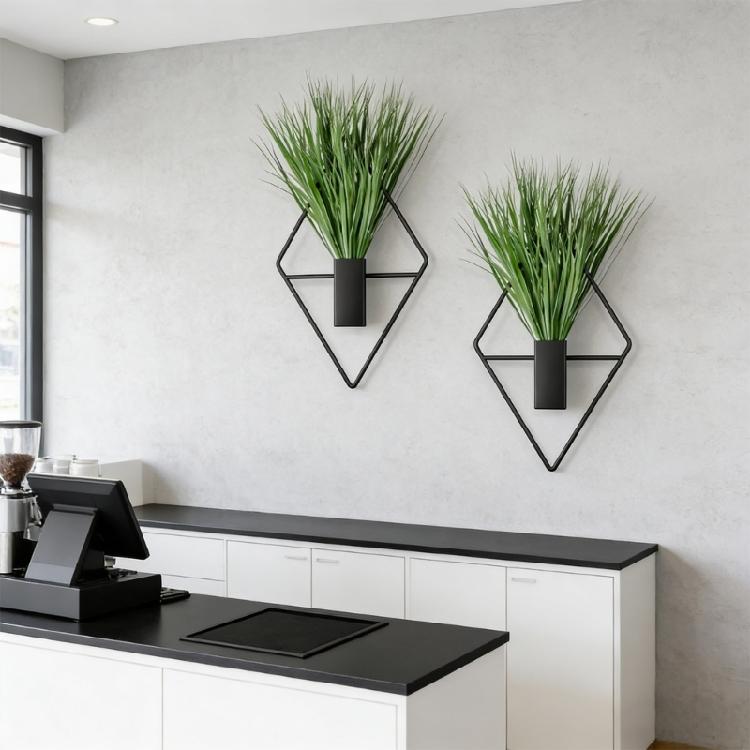 2pack Geometric Wall Mounted Plant Stylish Round Metal Hanging Planter for Modern Home Decoration