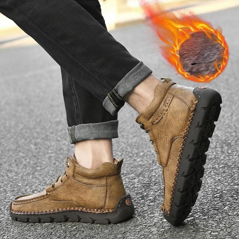 Handgemachte Stiefel aus Spaltleder für Herren, bequeme Stiefeletten für Herren, Freizeitschuhe, große Werkzeugschuhe