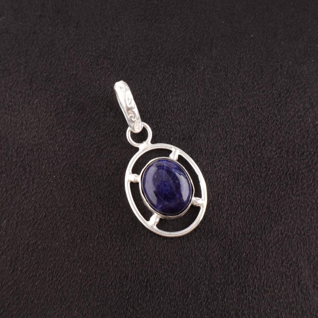 Oval Sodalite Stone 925 Sterling Silver Anniversary Gift Artisan Boho Pendant PP-6-20