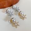 Elegant Snowflake Pearl Stud Earrings for Women - Luxurious, Versatile Winter Style