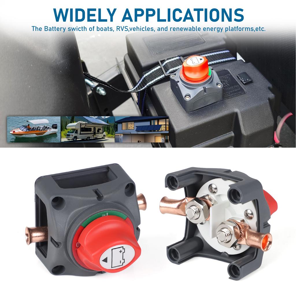12V-48V 2 Position Cut Off Switch ForTruck Boat Yacht Caravan Motorcycle Waterproof IP65 Battery Isolator Switch With Terminal