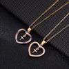 Micro-Set Colorful Zirconia Geometric Cross Pendant Necklace With Heart Charm Fashion Love Jewelry