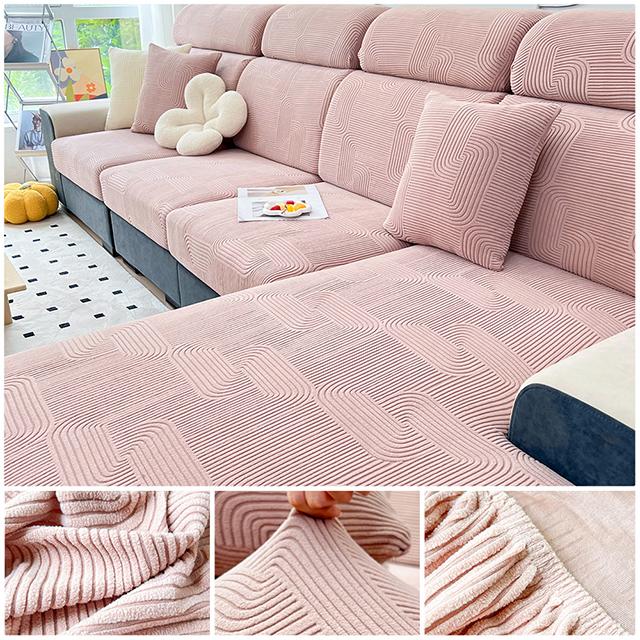 Elastic Sofa Cover Jacquard Polar Fleece Sofa Seat Cushion Cover For Living Room Pet Kids L Shape Corner Armchair Sofa Slipcover
