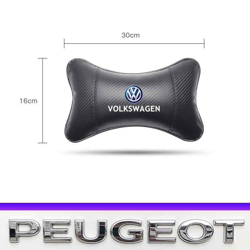 Car Seat Headrest Breathable Carbon Fibe Neck Pillow Accessories Valve Cap For VW Golf Amarok T5 Phaeton Teramont ID3 Tiguan T-C
