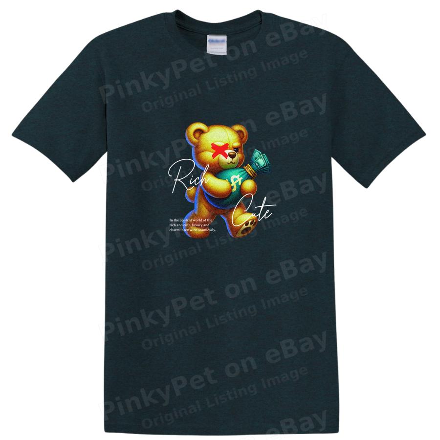Bär mit Geld Süß Lustig Grafik T-Shirt Lässiges T-Shirt für Erwachsene Kinder