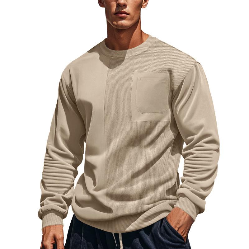 Autumn and Winter New American Splicing Crew Neck Men's Casual Sweater