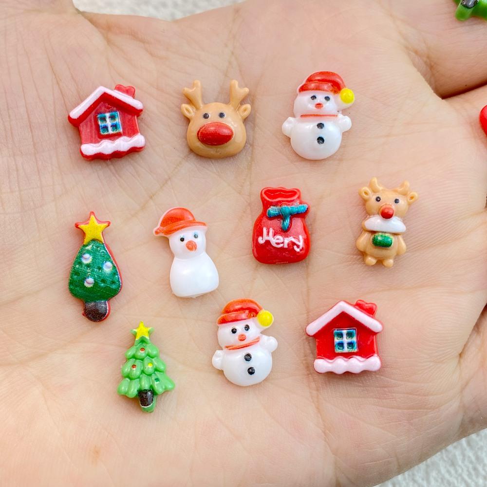 30Pcs New Cute Resin Cartoon Halloween, Christmas Collection Flat Back Manicure Parts Embellishments For Hair Bows