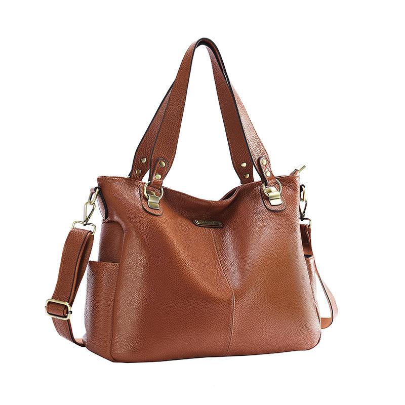 2025 new high-end first-layer cowhide women s handbag European and American fashion genuine leather women s bag single shoulder messenger tote bag оранжевый 10569₽